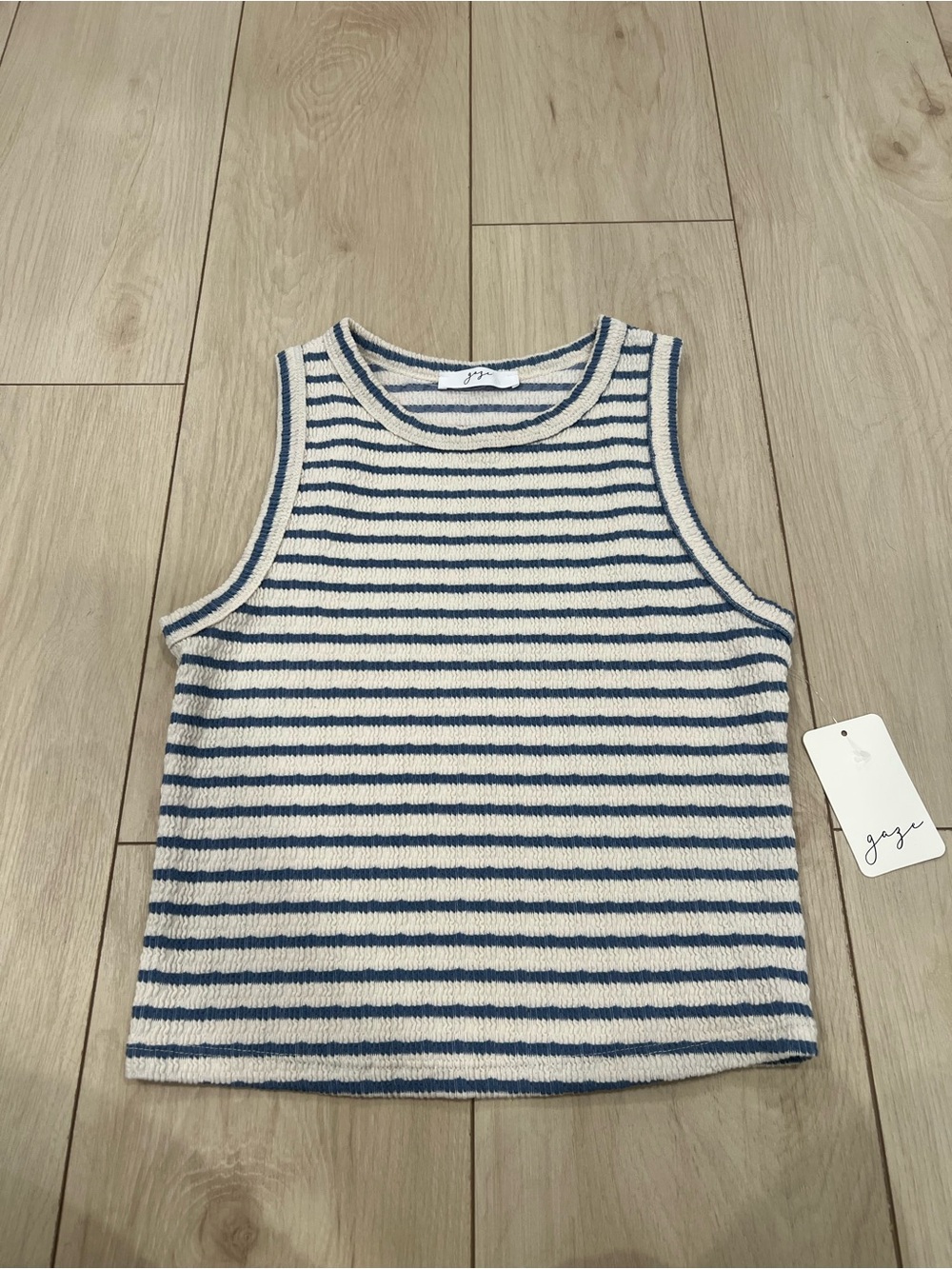 NEW w/tag Blue and ivory/cream Striped Ribbed Tank Top